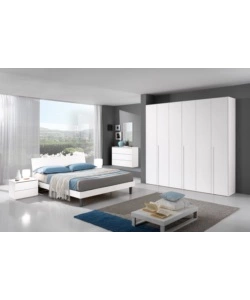 Set di 2 comodini "giotto" 2 cassetti bianco fiammato, 49x38x41 cm